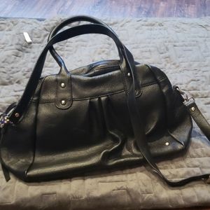 Black leather satchel.